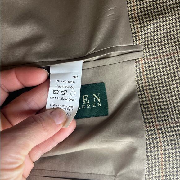 Lauren Ralph Lauren Houndstooth Sports Coat‎ 100% Wool Size 46 Regular Academia - Picture 8 of 9